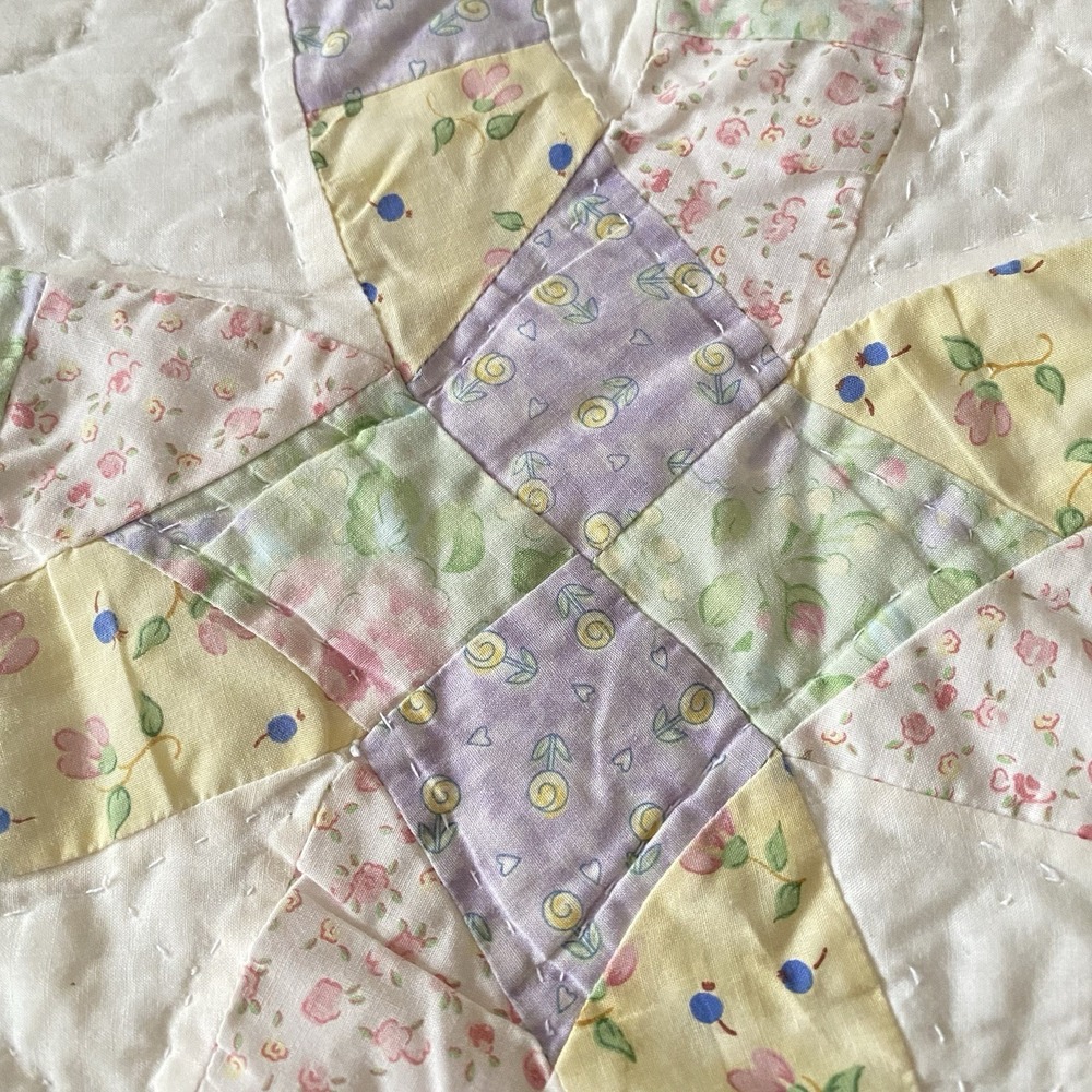 Vintage JCP Quilt Hand Stitched Multicolor Twin 85x86" Cottage Country Granny - Picture 5 of 9